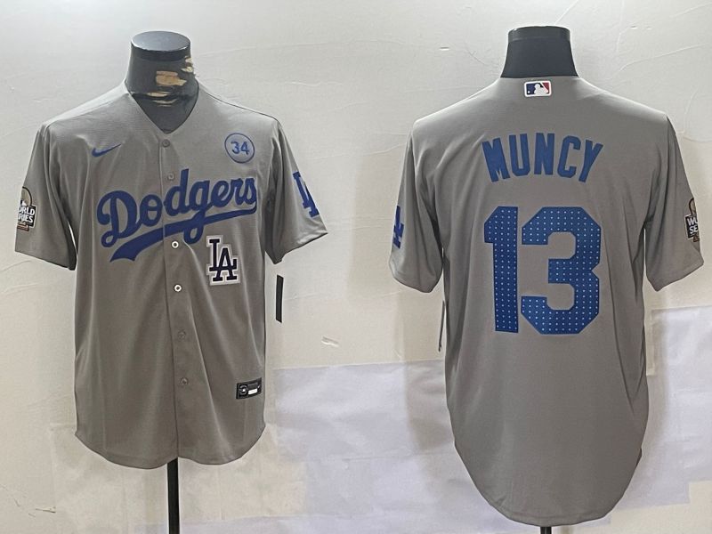Men Los Angeles Dodgers #13 Muncy Grey Game 2024 Nike MLB Jersey style 11205
